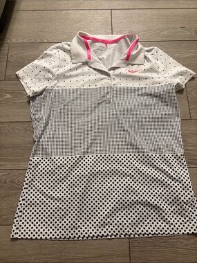 Nike Golf White Polo Tee with Pink Accents